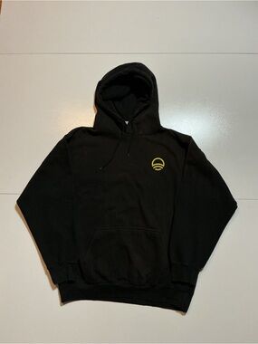 Mooji Mooji Classic Aged Vintage Faded Graphic Logo Black Fleece Pullover Hoodie